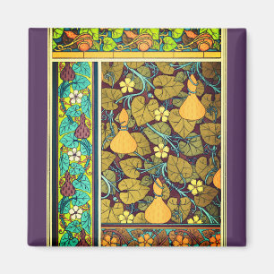 Aimant Art nouveau automne floral élégant gourde rouge vi