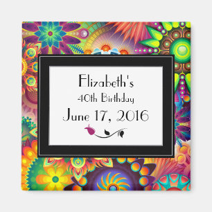 Aimant Art Nouveau Design Fleurs Formes Motif Anniversair