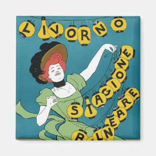 Aimant Art Nouveau vintage, Livorno Señorita dansant