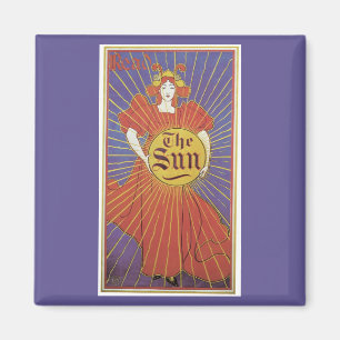Aimant Art Nouveau vintage, New York Sun Newspaper