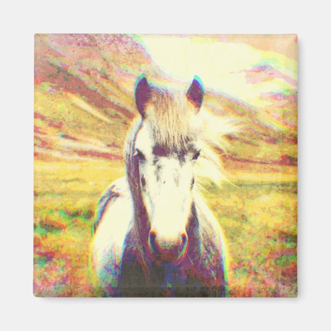 Aimant Art numérique du cheval d'Islande (Devant)