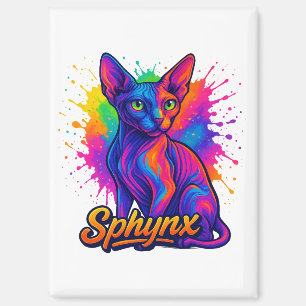 Aimant Art Pop Vibrant Sphynx Chat - Coloré moderne