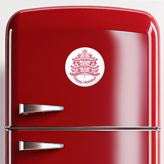 Aimant Art populaire scandinave rouge Arbre de Noël nordi (Créateur téléchargé)