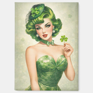 Aimant Art Rétro Vert Glamour de la Saint-Patrick