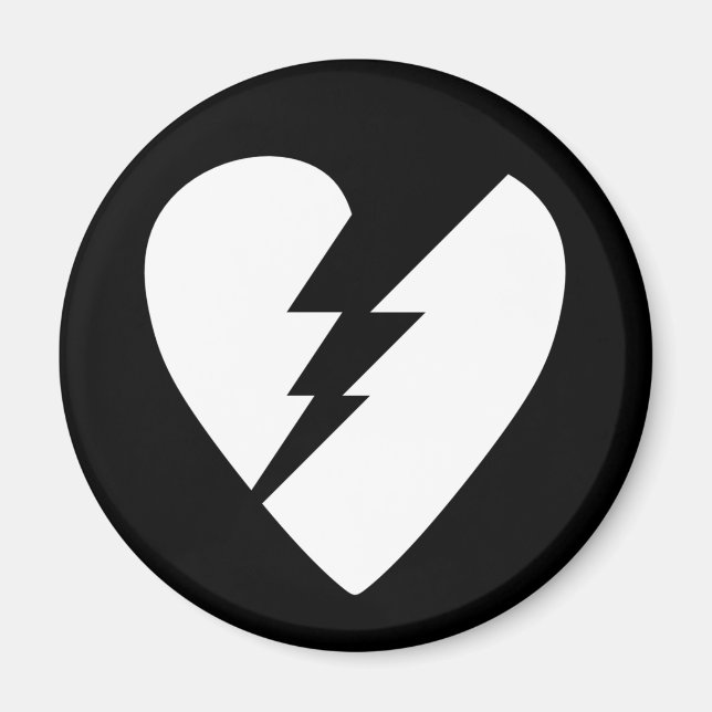 Aimant Art vectoriel du coeur brisé noir et blanc (Devant)