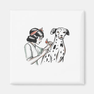 Aimant Artiste De Tatouage Avec Chien Loyal Pour Femmes _