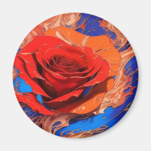 Aimant Artistique Abstrait marbré Rose ronde