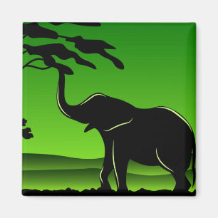 Aimant Artwork Silhouette Eléphante Verte