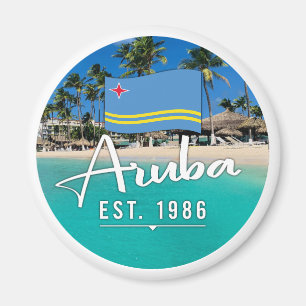 Aimant "Aruba Est. Plage Drapeau 1986"