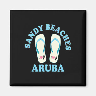 Aimant Aruba Vacances Plages De Sable I Coeur Flip Fops H