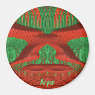 Aimant ARYAN ~ Nuances de vert, Fractage de Noël rouge ~