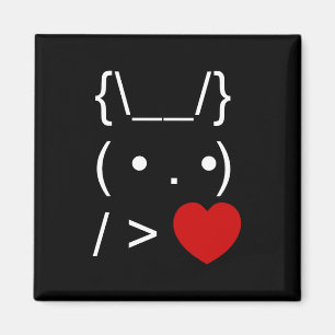 Aimant ASCII Texte Art Lapin Lapin Donner Coeur