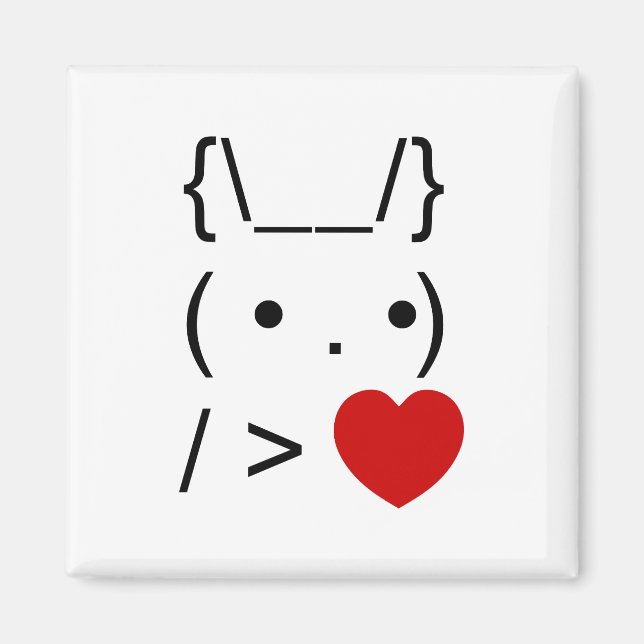 Aimant ASCII Texte Art Lapin Lapin Donner Coeur (Devant)