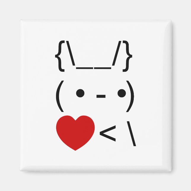 Aimant ASCII Texte Art Lapin Lapin Reprendre le coeur (Devant)