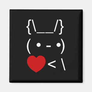Aimant ASCII Texte Art Lapin Lapin Reprendre le coeur