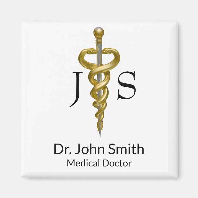 Aimant Asclepius Noble Classique Médicale Elegant Or Arge (Devant)