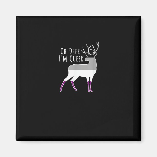 Aimant Asexual Flag Oh Deer Queer Pride Funny LGBT Design (Devant)