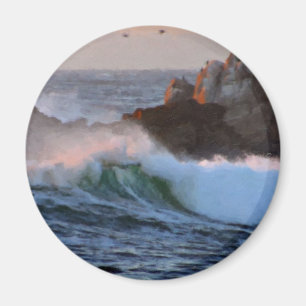 Aimant Asilomar Beach Wave Big Sur California Peint