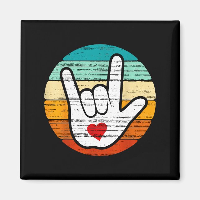 Aimant Asl I Love You, Sign Language Heart Love Valentine (Devant)