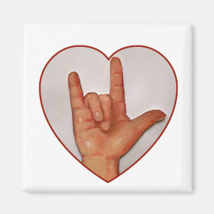 AIMANT ASL JE T'AIME, EN FORME DE COEUR