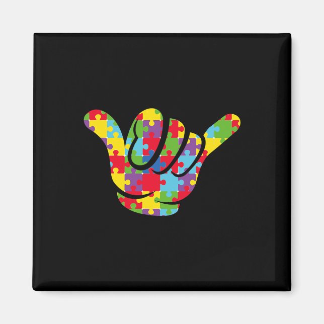 Aimant ASL Love Puzzle Hand Sign Language Autism Awards (Devant)