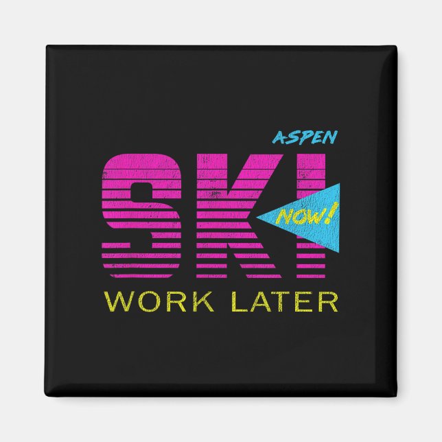 Aimant Aspen 80s Retro Colorado Skiing Tee (Devant)