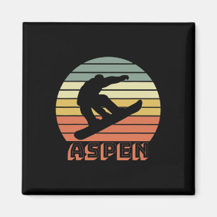 Aimant Aspen Colorado Snowboard Retro Sunset 1