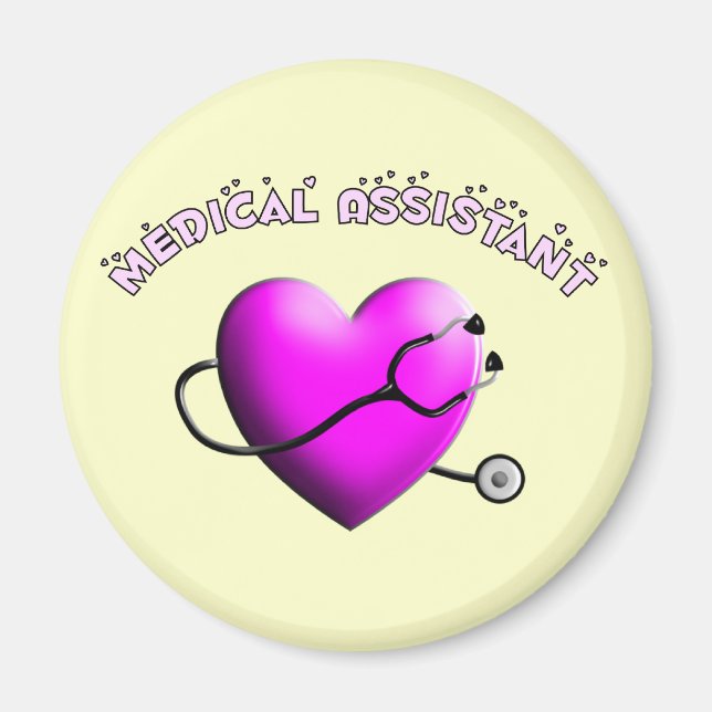 Aimant Assistant Médicale PINK HEART Design Cadeaux (Devant)