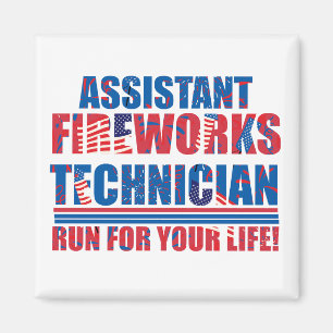 Aimant Assistant technicien de feux d'artifice drôle 4 ju