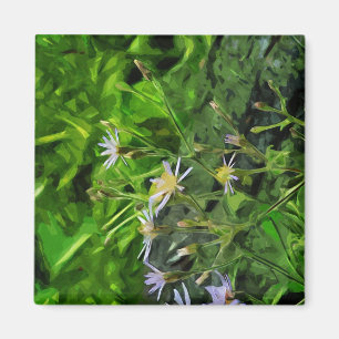 Aimant Aster pourpre parmi les arbres brûlés Abstrait