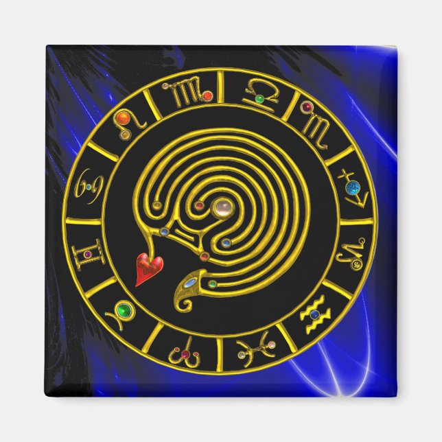 Aimant ASTRAL LABYRINTH GOLD ZODIAC CHART Astrologie (Devant)