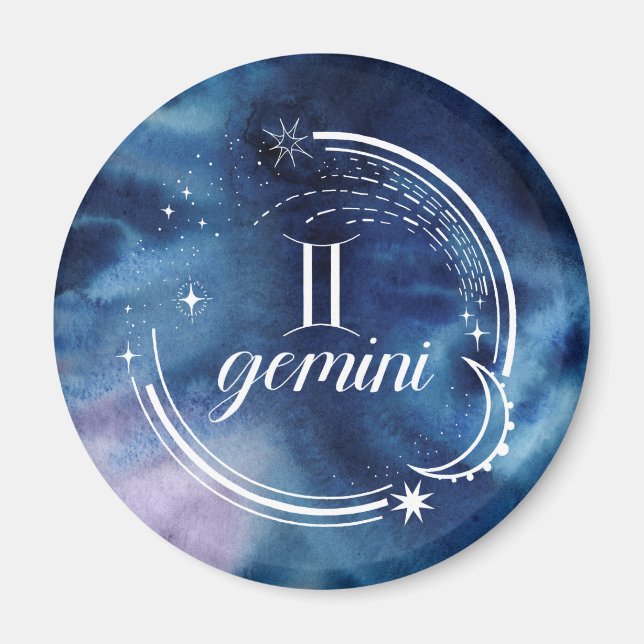 Aimant Astrologie aquarelle - Gemini (Devant)