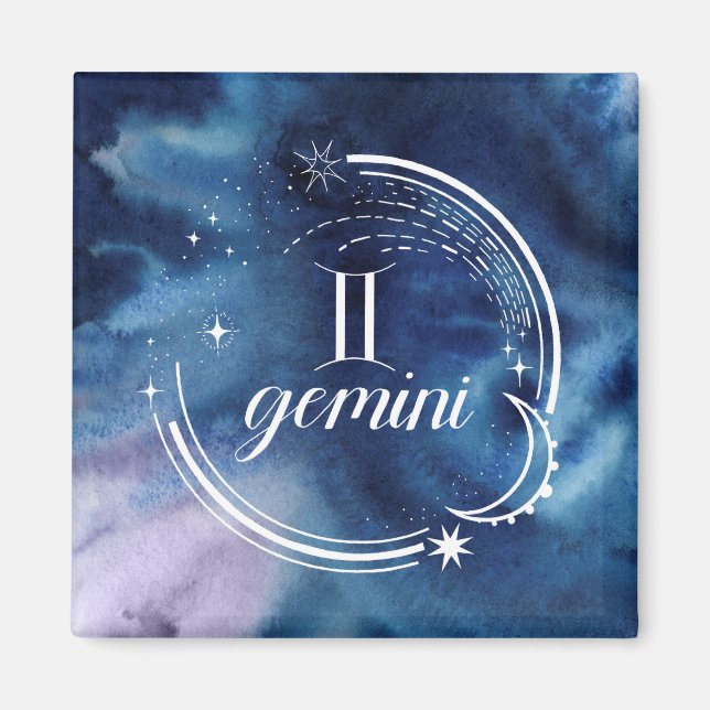 Aimant Astrologie aquarelle - Gemini (Devant)