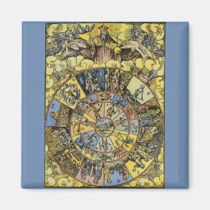 Aimant Astrologie vintage, Roue Zodiaque Renaissance, 155