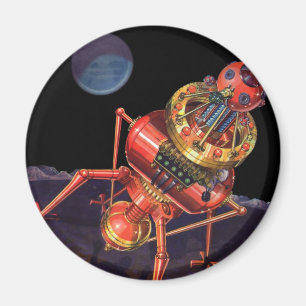 Aimant Astronaute en science-fiction vintage avec robot A