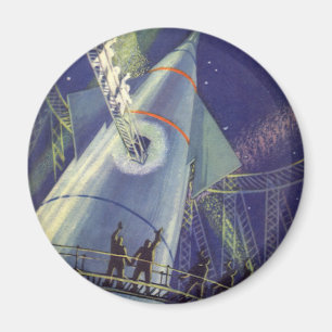 Aimant Astronautes de la science-fiction vintage sur un v