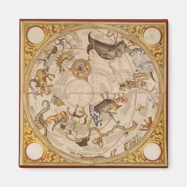 Aimant Astronomie Vintage, Carte Stellaire Planisphère Cé (Devant)