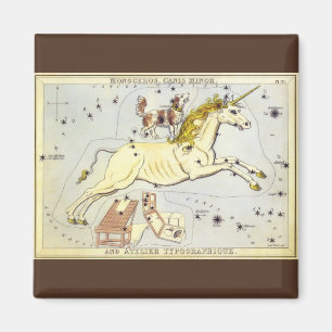 Aimant Astronomie Vintage, Constellation de la Licorne Mo