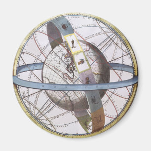 Aimant Astronomie vintage, Planisphère céleste Zodiaque