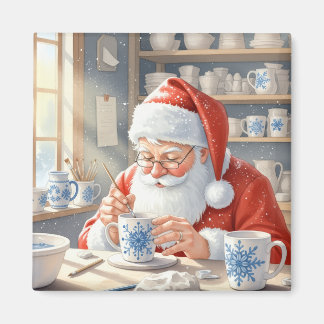 Aimant Atelier de Noël du Père Noël à l'aquarelle Rouge R