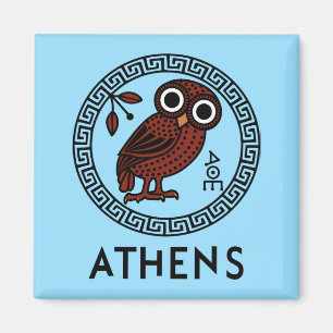 Aimant Athènes, Grèce avec Chouette Athénienne et Meander