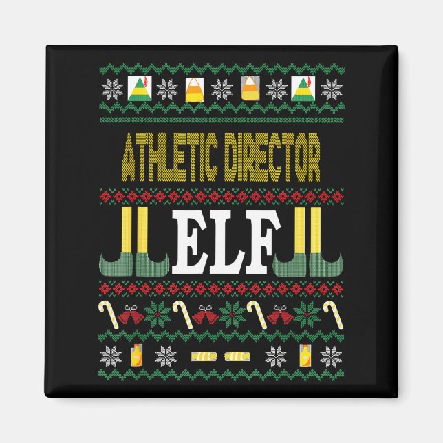 Aimant Athletic Director Elf Funny Christmas Gift  (Devant)