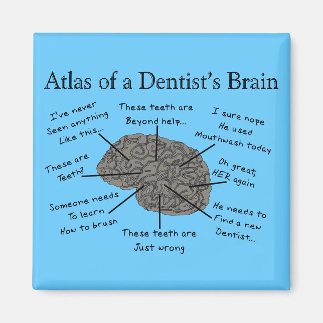 Aimant Atlas du cerveau d'un dentiste (Devant)