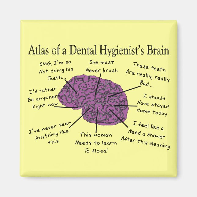 Aimant Atlas du cerveau d'un hygiéniste dentaire (Devant)