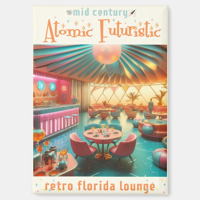 Aimant Atomic Futuristic Retro Florida Lounge (Recto)