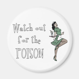 Aimant Attention À Poison Rétro Waitress - Couleur