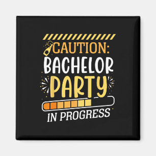 Aimant Attention Bachelor Party En Cours Groom Bride Tea