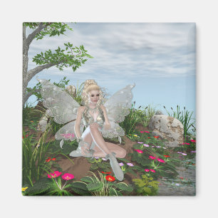 Aimant Au bord de l'eau - Fée & Fleurs au bord de l'eau