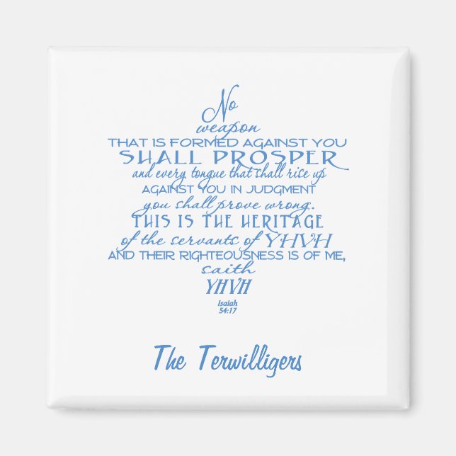 Aimant Aucune étoile d'arme de David Personnalisé (Devant)