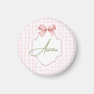 Aimant Aurora Personnalisé Bow & En vichy Rose Imprimer